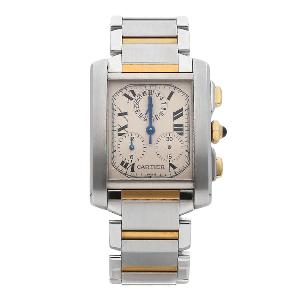 Reloj Cartier para caballero modelo Tank Francaise vistas en oro amarillo 18 kilates.