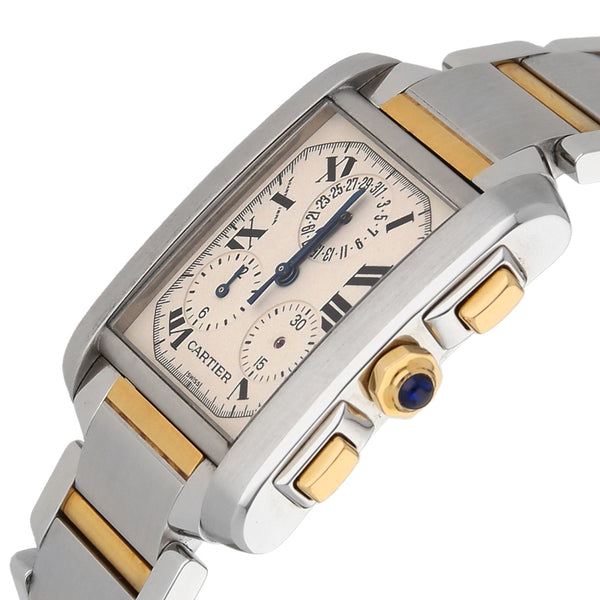 Reloj Cartier para caballero modelo Tank Francaise vistas en oro amarillo 18 kilates.