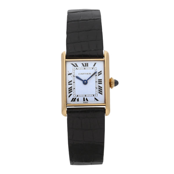 Reloj Cartier para dama modelo Tank Louis caja en oro amarillo 18 kilates.