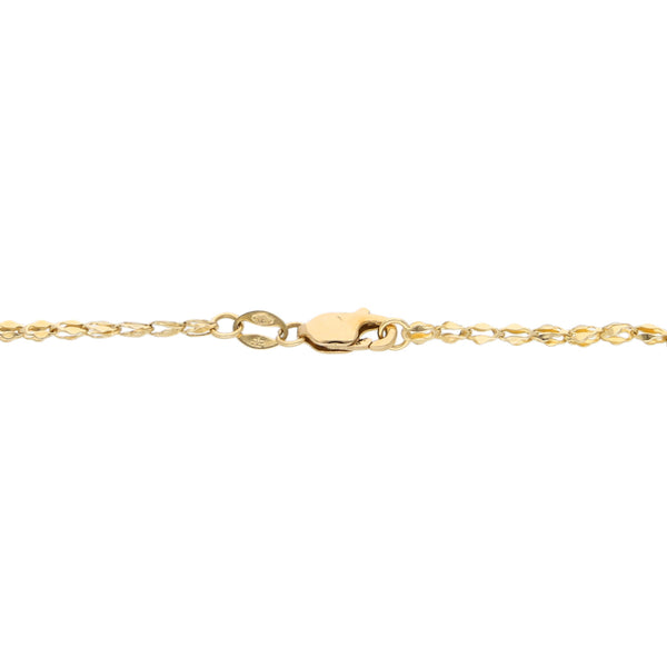 Pulsera eslabón laminado con aplicaciones motivo corazón y estrellas en oro amarillo 14 kilates.