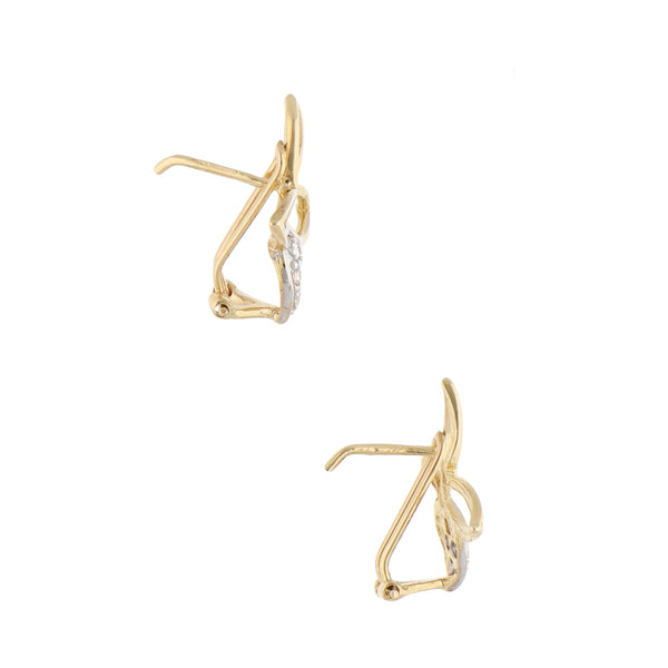 Aretes calados con sintéticos en oro amarillo 14 kilates.