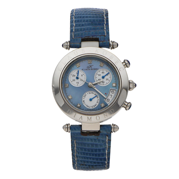 Reloj Klaus Kobec para dama caja acero inoxidable correa piel.