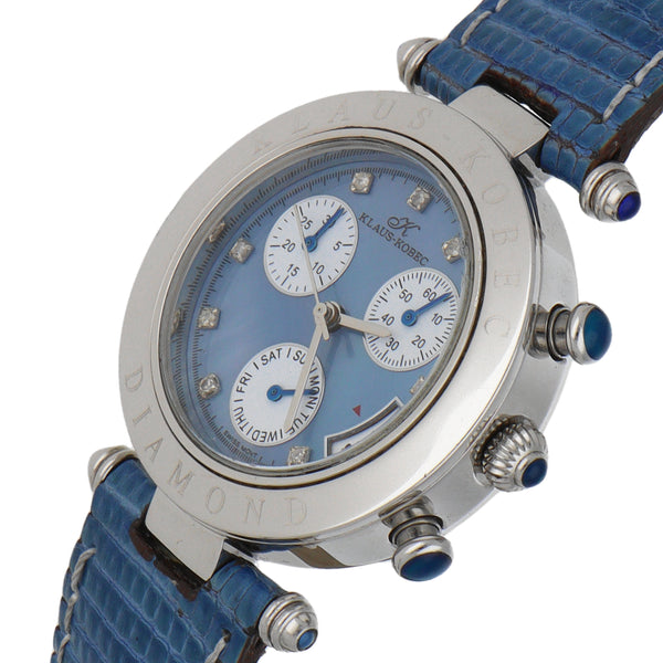 Reloj Klaus Kobec para dama caja acero inoxidable correa piel.