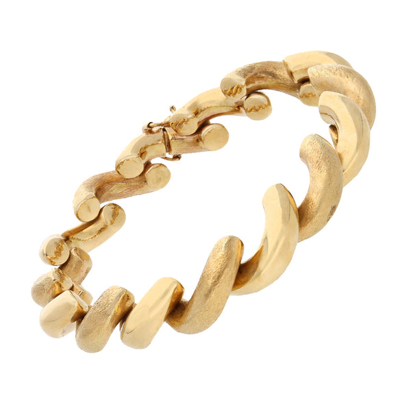 Pulsera eslabón hueco en oro amarillo 14 kilates.