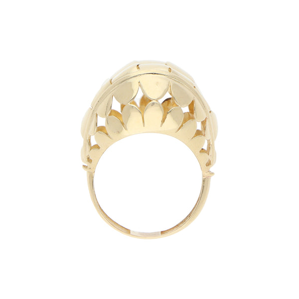 Anillo estilizado calado en oro amarillo 14 kilates.