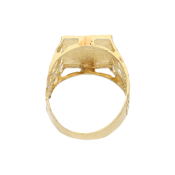 Anillo tipo sello en oro amarillo 14 kilates.