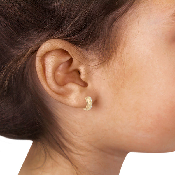 Aretes labrados en oro amarillo 14 kilates.