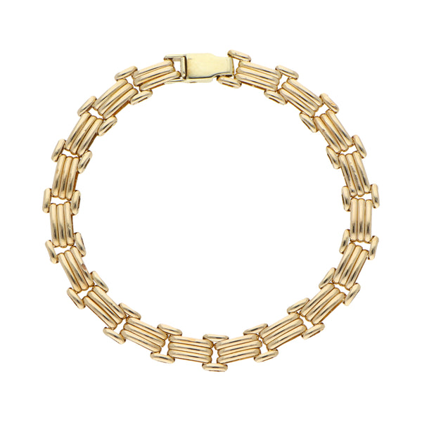 Pulsera eslabón combinado en oro amarillo 14 kilates.