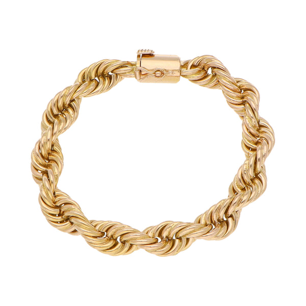 Pulsera eslabón torzal en oro amarillo 18 kilates.