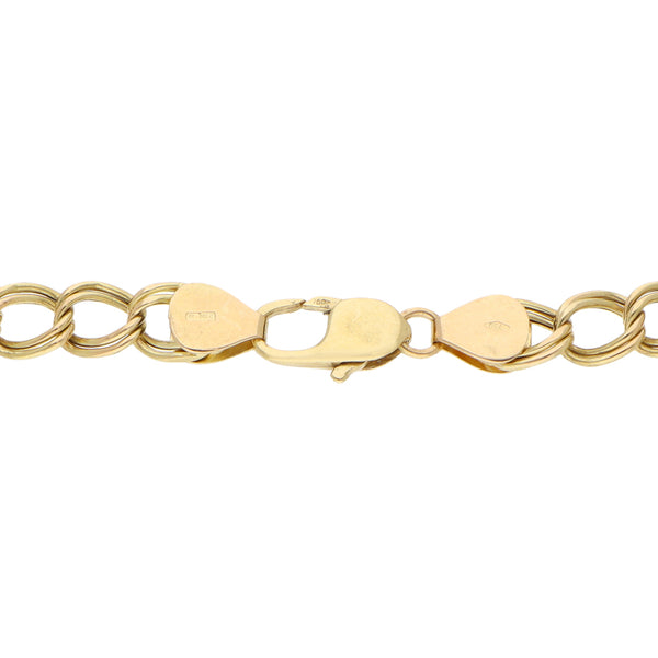 Pulsera eslabón encontrado doble en oro amarillo 18 kilates.