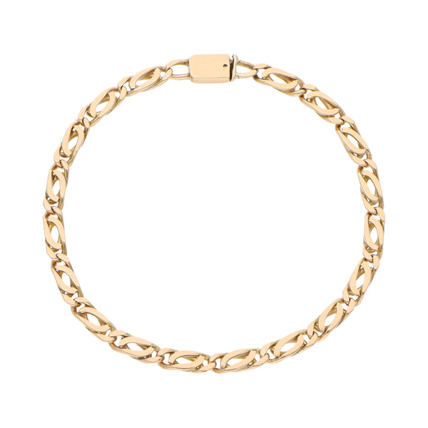 Pulsera eslabón nudo egipcio en oro amarillo 14 kilates.