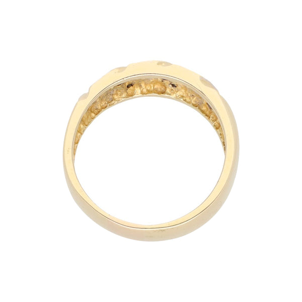 Anillo diseño especial con diamantes en oro amarillo 14 kilates.