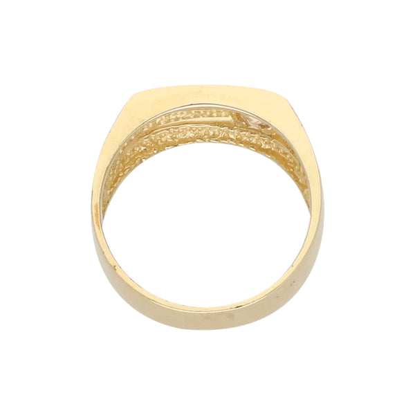 Anillo calado con sintético en oro amarillo 14 kilates.