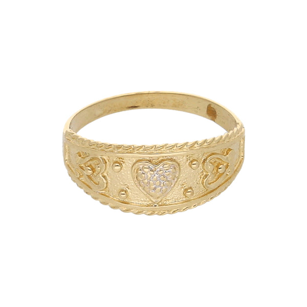 Anillo diseño especial motivo corazón en oro amarillo 14 kilates.