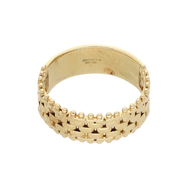 Anillo boleado calado en oro amarillo 14 kilates.