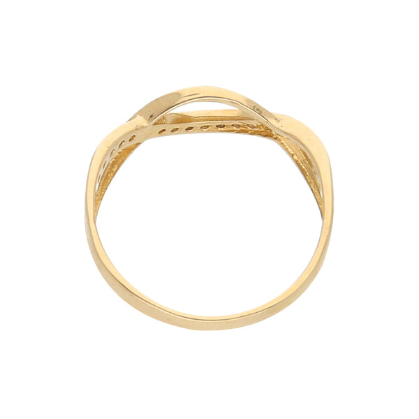 Anillo ondulado con sintéticos en oro amarillo 14 kilates.