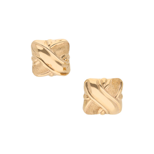 Aretes huecos cuadrados en oro amarillo 14 kilates.