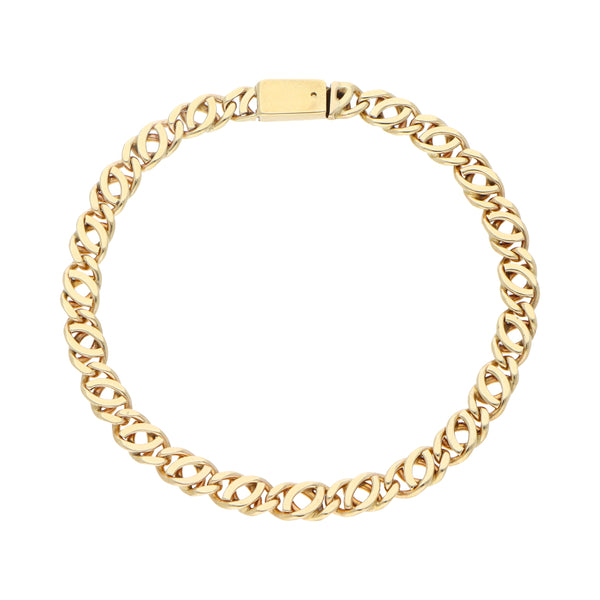 Pulsera eslabón nudo egipcio en oro amarillo 14 kilates.
