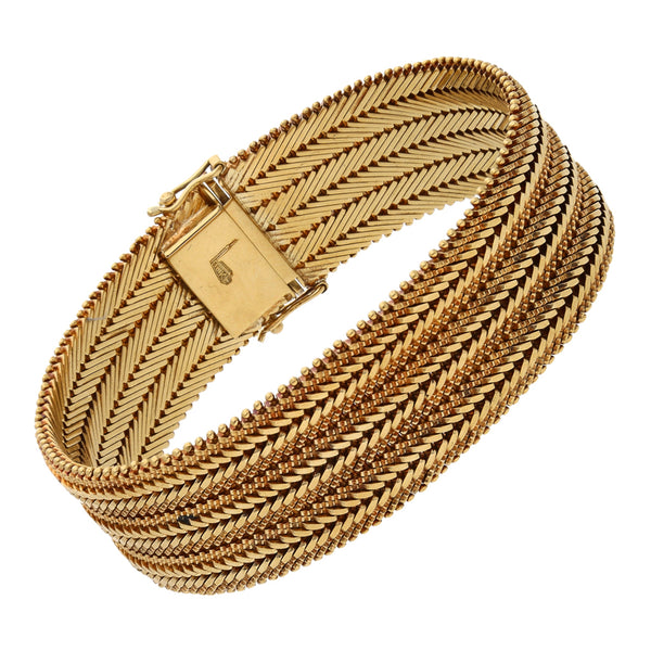 Pulsera eslabón boleado en oro amarillo 18 kilates.