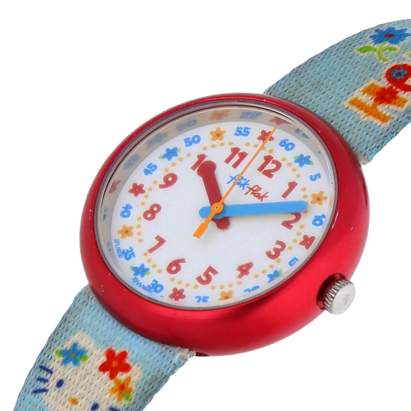 Reloj Flik Flak para niña en caja aluminio pulso textil.