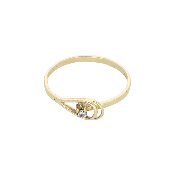 Anillo diseño especial con circonia en oro amarillo 14 kilates.