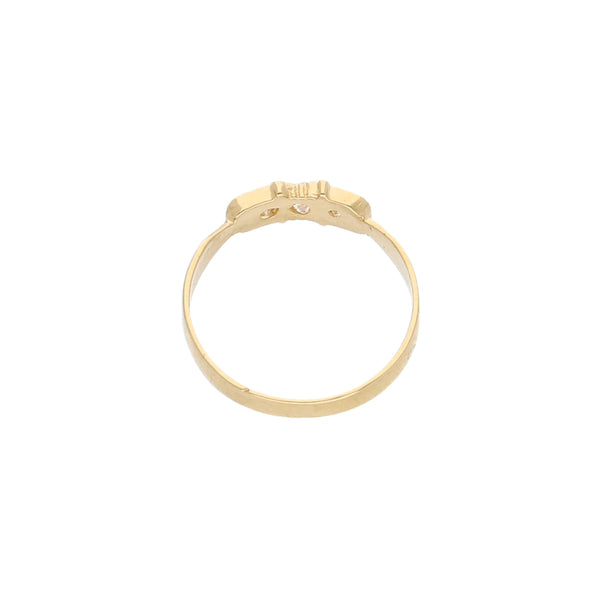 Anillo infantil diseño especial con circonias en oro amarillo 14 kilates.