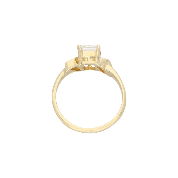 Anillo diseño especial con circonia en oro amarillo 14 kilates.