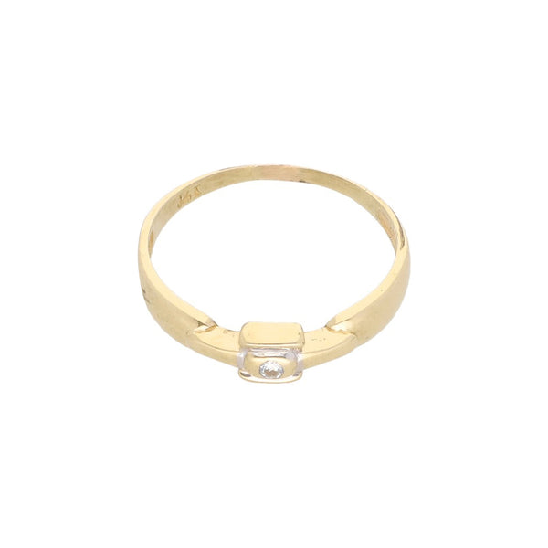 Anillo diseño especial con circonia en oro amarillo 14 kilates.