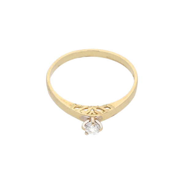 Anillo solitario con circonia en oro amarillo 14 kilates.