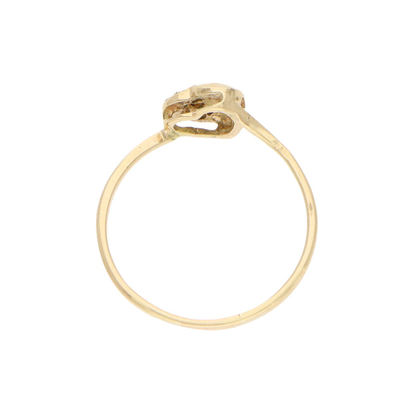 Anillo diseño especial motivo corazón con circonias en oro amarillo 14 kilates.