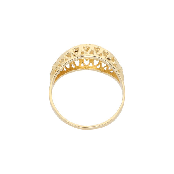 Anillo calado con zafiros en oro amarillo 14 kilates.