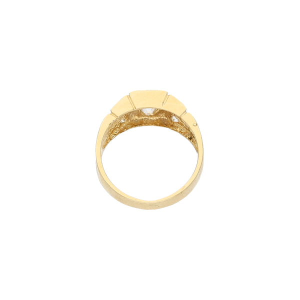 Anillo infantil diseño especial con circonias en oro amarillo 14 kilates.