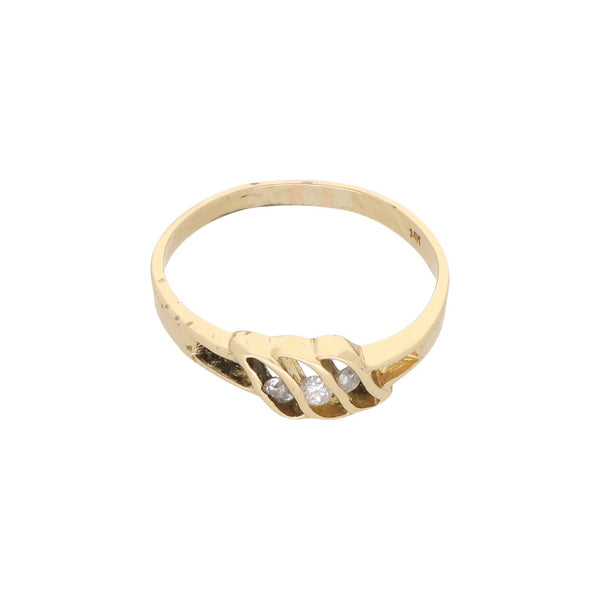 Anillo calado con circonias en oro amarillo 14 kilates.