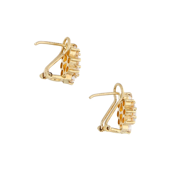 Aretes diseño especial con ópalos y circonias en oro amarillo 14 kilates.