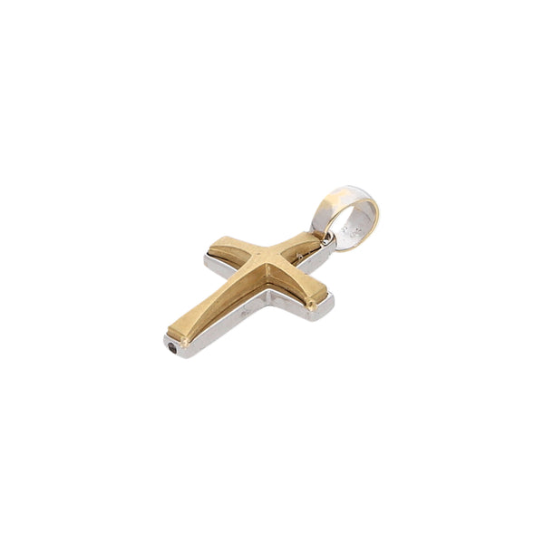 Cruz diseño especial en oro dos tonos 14 kilates.