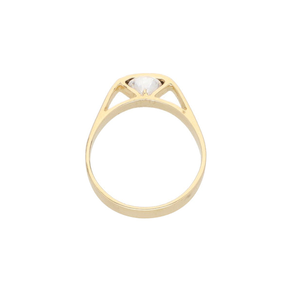 Anillo diseño especial con circonias en oro amarillo 14 kilates.