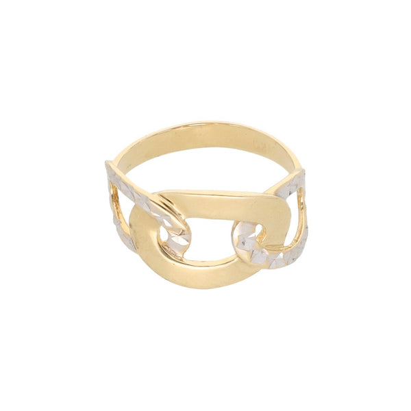 Anillo calado platinado en oro amarillo 14 kilates.