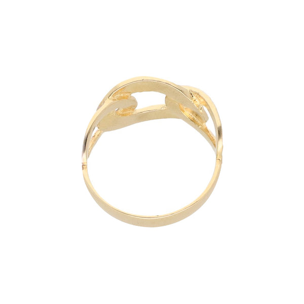 Anillo calado platinado en oro amarillo 14 kilates.