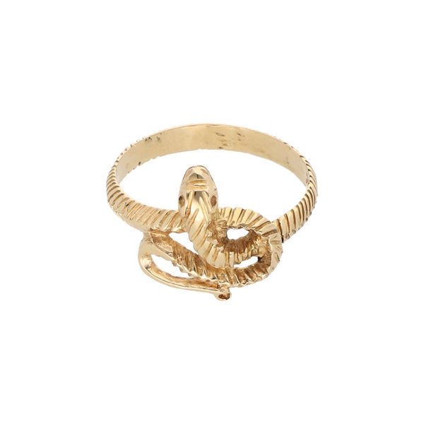 Anillo diseño especial motivo serpiente en oro amarillo 14 kilates.