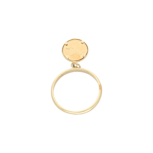 Anillo liso con colgante en oro amarillo 14 kilates.