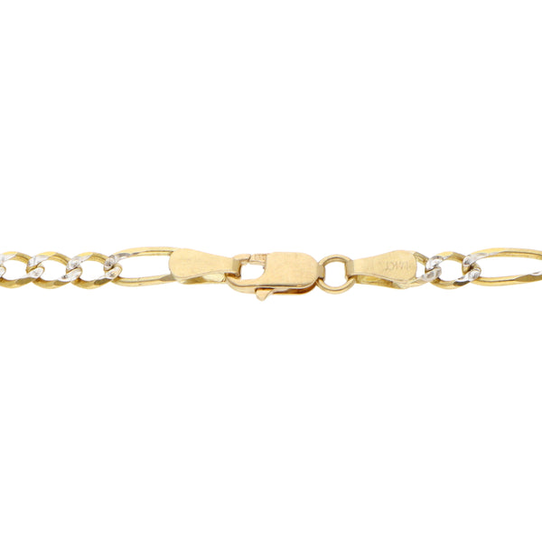 Pulsera de tres eslabones por uno platinados en oro amarillo 14 kilates.