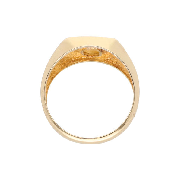 Anillo diseño especial con sintéticos en oro amarillo 14 kilates.