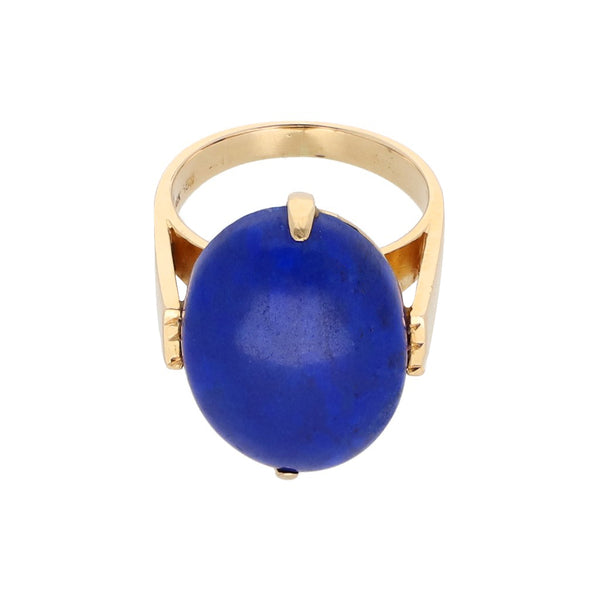 Anillo diseño especial con lapislazuli en oro amarillo 14 kilates.