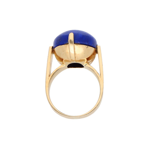 Anillo diseño especial con lapislazuli en oro amarillo 14 kilates.