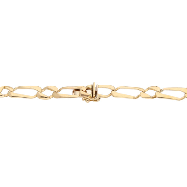 Pulsera eslabón uno por uno laminado en oro amarillo 14 kilates.