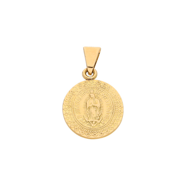 Medalla troquelada motivo Virgen de Guadalupe en oro amarillo 18 kilates.