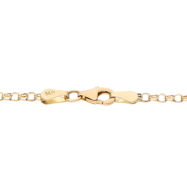 Pulsera eslabón encontrado doble con aplicación en oro amarillo 14 kilates.