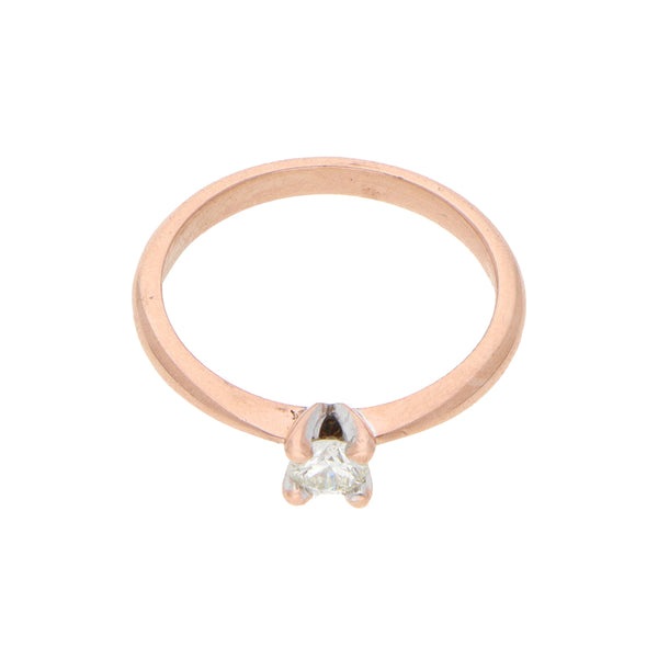 Anillo solitario con diamante en oro rosa 10 kilates.