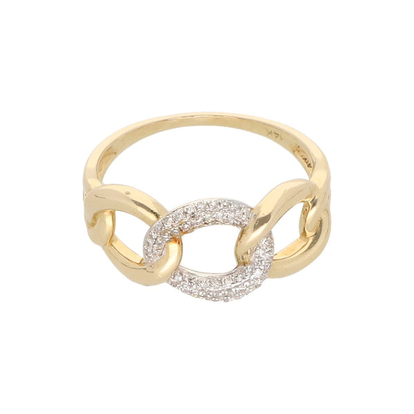 Anillo calado con diamantes en oro amarillo 14 kilates.