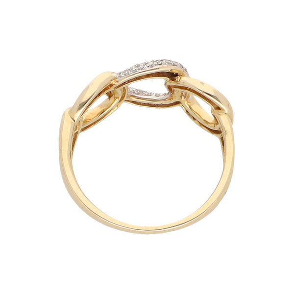 Anillo calado con diamantes en oro amarillo 14 kilates.